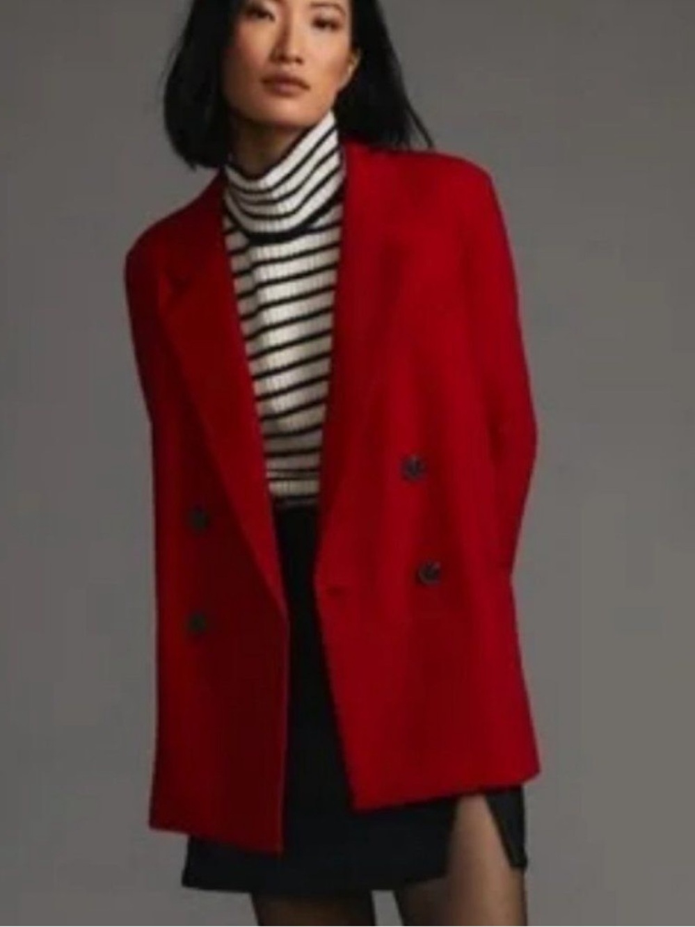 Anthropologie Maeve Double-Breasted Blazer Red Size 4 Holidays Work Office
